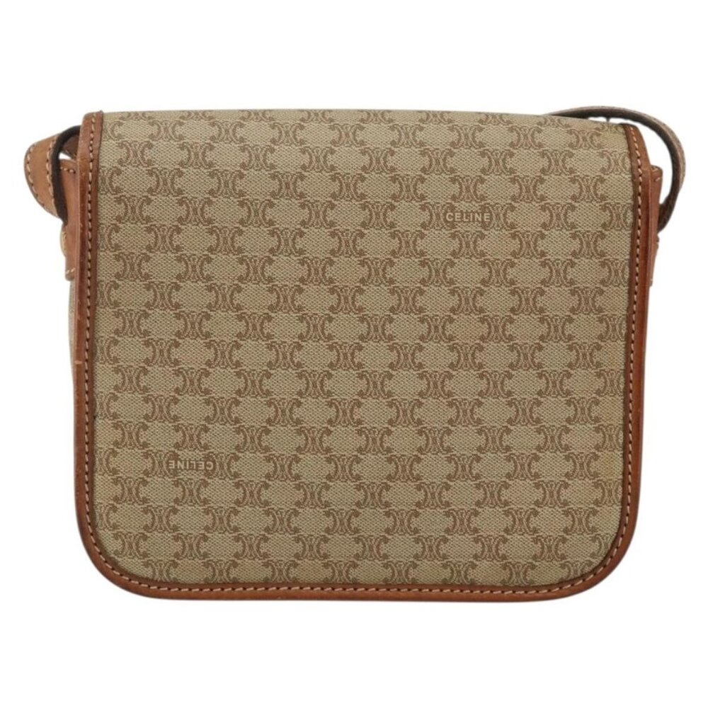 Authentic CELINE Macadam Canvas Shoulder Bag PVC Beige Gold - Picture 10 of 16